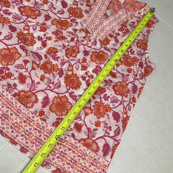 Sigrid Olsen Orange Floral Sleeveless Embroidered Boho Blouse Top Size Medium - Picture 7 of 8
